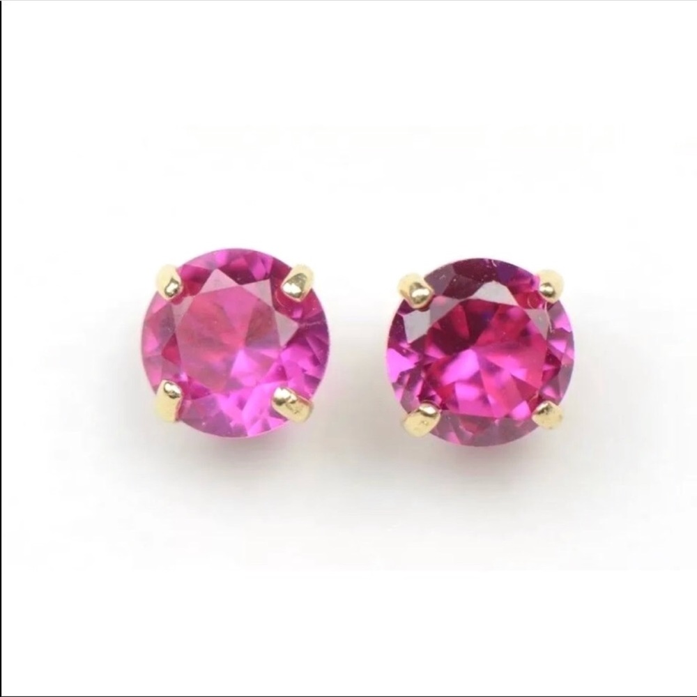 14k Solid White/Yellow Gold 5mm  Stud Earrings - Picture 3 of 9